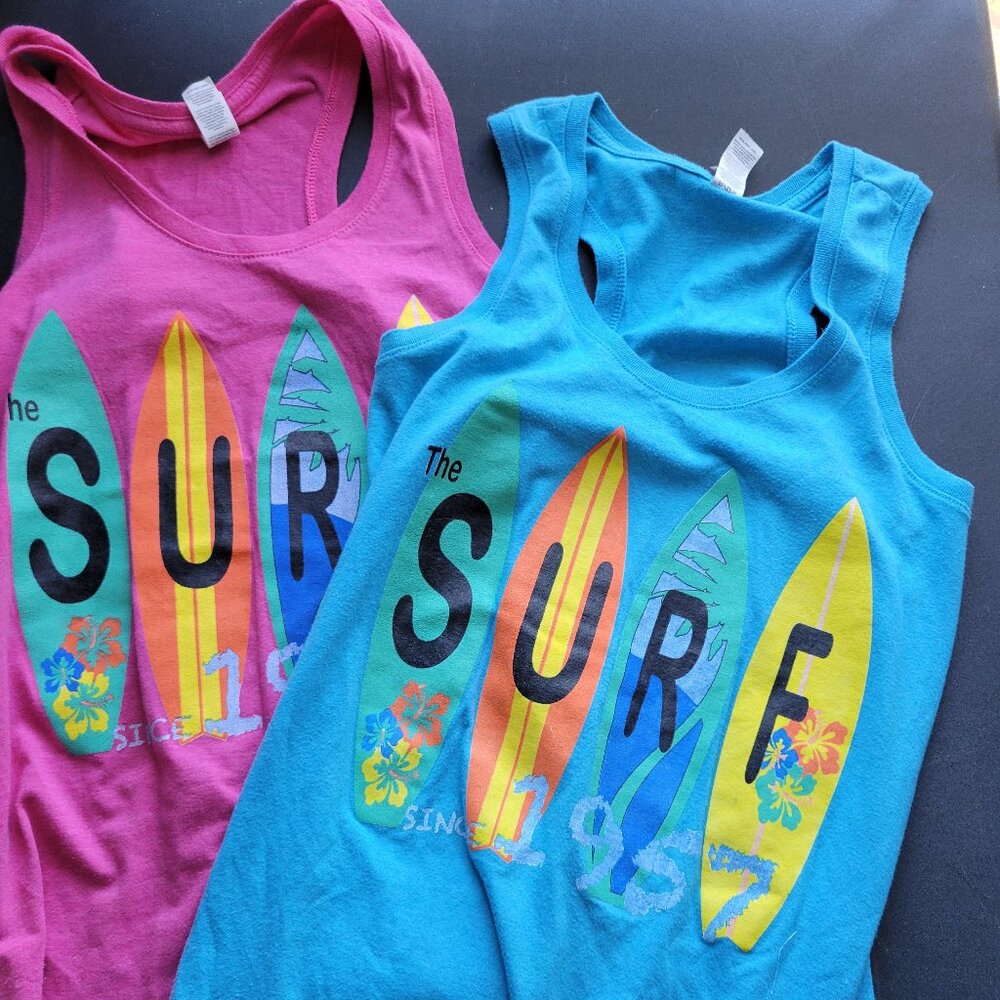 District Perfect Tri Tank Women's Small Racerback Shirt 2pc Bundle Pink & Blue